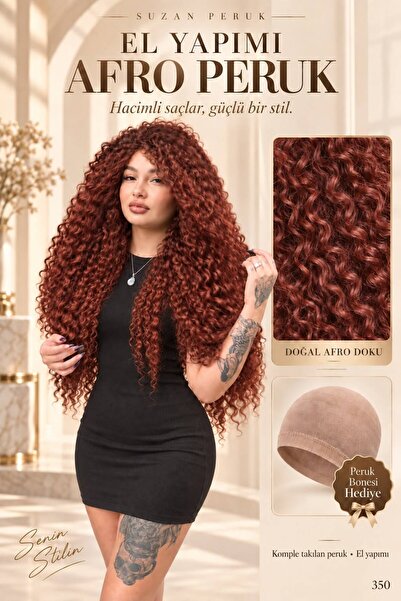 Suzan Peruk Afro Kıvırcık Peruk- Kabarık afro El yapımı Fiber Kanekelon özel ...