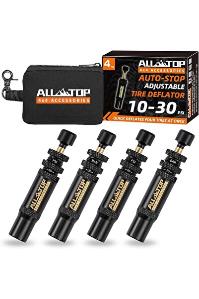Allavsoft ALL-TOP Adjustable Auto-Stop Tire Deflator Valve Kit (10-30 PSI) 4 ...