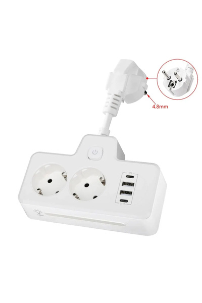 Zoli Akım Korumalı Priz 2 USB ve 2 Type-C Çıkış PD20W Hızlı Şarj Özellikli Duvar Tipi Led Işıklı