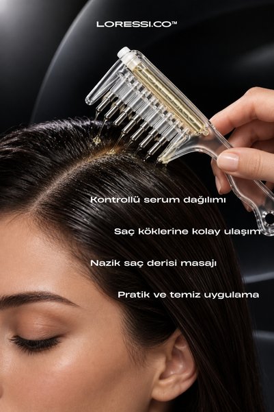 Loressi Co Hazneli Serum Tarağı – Saç Derisi Masaj ve Yağ Uygulama Aparatı - 16 cm