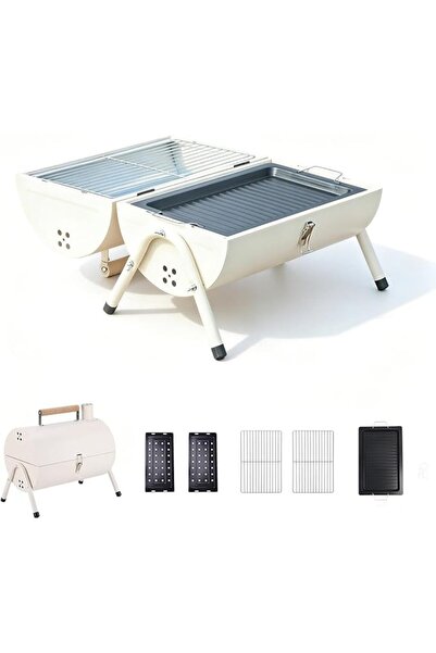 GENERAL 2-in-1 Portable Charcoal Grill, Smokeless BBQ Grill & Frying Pan Grid...