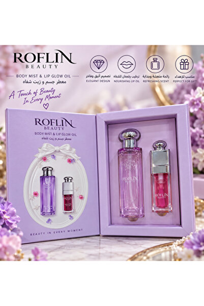 ROFLIN Ruffle Beauty Luxury Set Combining Body Mist and Lip Gloss Elegant and...