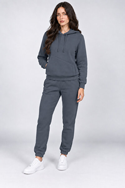 STYKEER Women's 3 Thread Sweatshirt Set with Hooded Cutout Pocket Detail (Sof...
