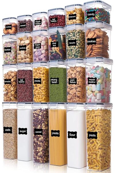 Vtopmart 24 Pcs Airtight Cereal Storage Containers with Lids, Plastic