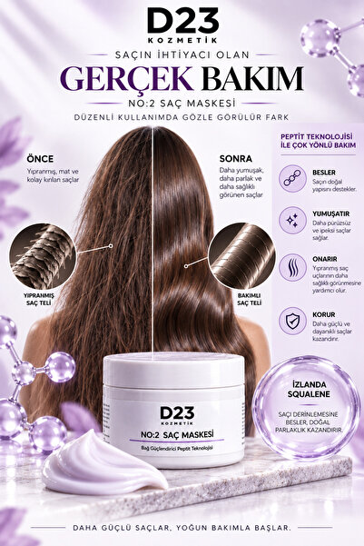 D23 KOZMETİK D23 No:2 Leave-In Hair Mask – Peptide Supported 250 Ml.