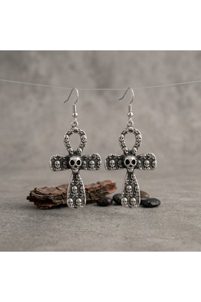 Corvus kolye&bileklik Ankh Symbol Key of Life Earring Set