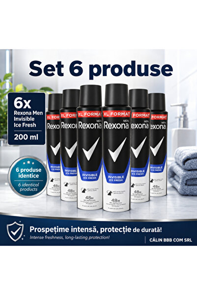 Rexona Σετ 6 τεμαχίων Ανδρικό Invisible Ice Fresh XL, αντιιδρωτικό αποσμητικό...
