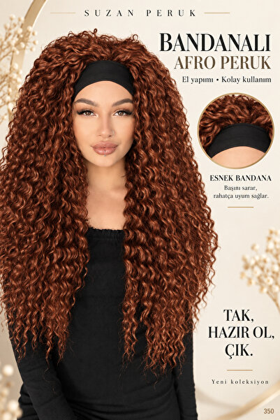 Suzan Peruk Bandanalı Afro Kıvırcık Peruk- Kabarık afro El yapımı Fiber Kanekelon özel afro saçlarla kişiye özel hazırlanan peruk-