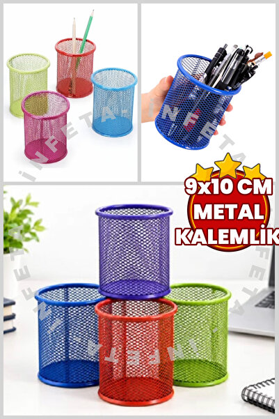 İnfeta 1Pc 9X10Cm Metal Mesh Pen Holder Colorful Pencil Holder Office Home Cl...