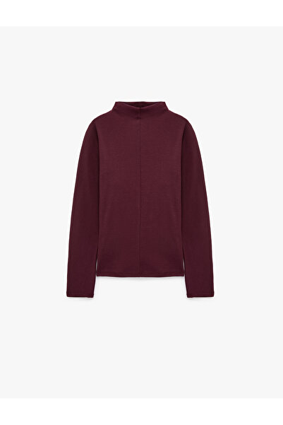 Koton Slim Fit Long Sleeve Blouse with Stand Collar and Stitching Detail