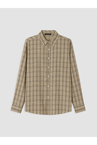 LC Waikiki Rmz Gi̇yi̇m Farkiyla Standard Fit Checkered Embroidered Men's Shirt
