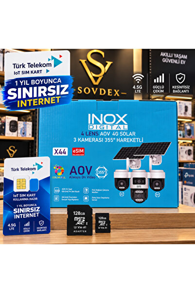 inox X44 4G Solar 3 Kameralı 355° Hareketli Güvenlik Kamerası + Türk Telekom ...