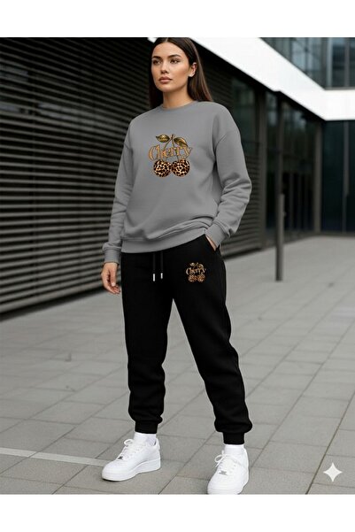 x-compass life Χειμερινό σετ γυναικείας φόρμας με λεπτομέρειες Leopard Cherry...