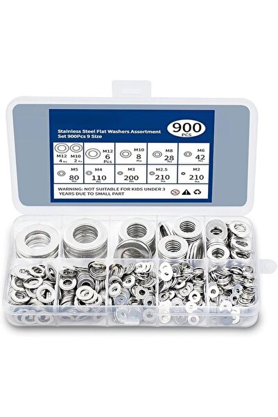 GENERAL Joyce Stainless Steel Rings, 900-Piece Assorted Grade 304 Fasteners a...