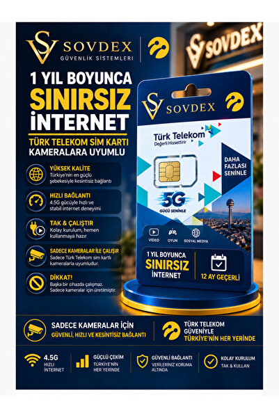 inox Türk Telekom SIM Kartı data hat Kameralara özel 1 Yıl Boyunca Sınırsız İ...
