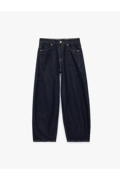 Koton Normal Bel Pamuklu Cepli Balon Fit Barrel Denim Pantolon - Barrel Jeans