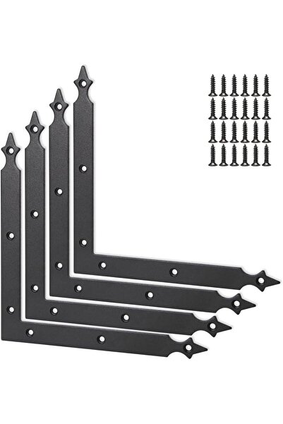 SYOSI 4Pcs Barn Door Decorative Corner Brackets, 7.7 Inch Matte Black Rustic ...