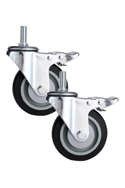 Bmb عجلات دوارة مزدوجة المحامل من TPR مع فرامل - برغي M12x30mm، قطعتان، 75 مم...