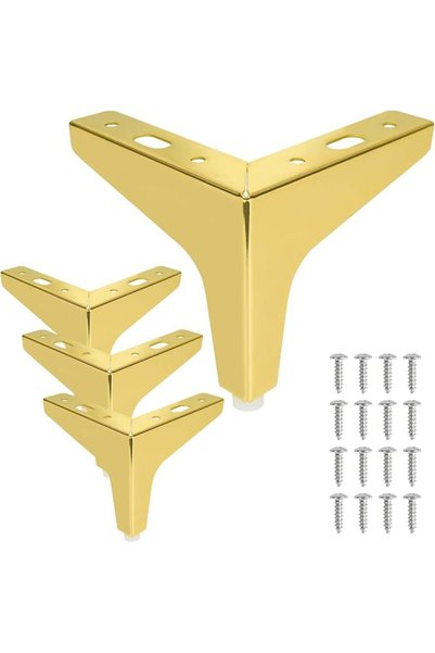 GENERAL Xohog 10cm Metal Furniture Legs - Set of 4 Modern Diamond Iron Triang...