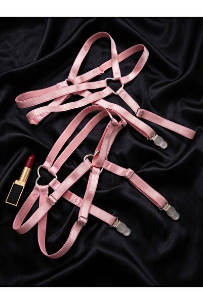 Estilo Lingerie Kalp Detaylı Tokalı Bacak Aksesuarı, Punk Tarzı Bacak Aksesua...