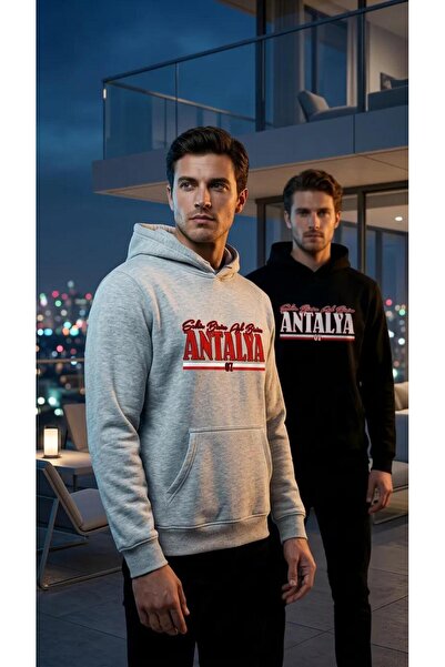 SARI Antalya City Our Love Our 3 Yarn Shardonlu Hoodie Fleece