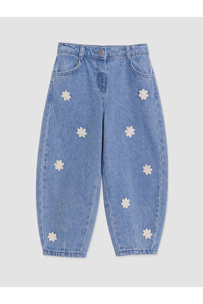 LC Waikiki I Flower Embroidered Barrel Fit Girls' Jean Trousers from Freezen ...