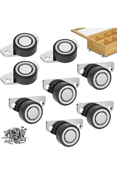 Yelajoy 8PCS Side Mount Mini Caster Wheels, 30mm Low Profile Silent Rubber Ca...