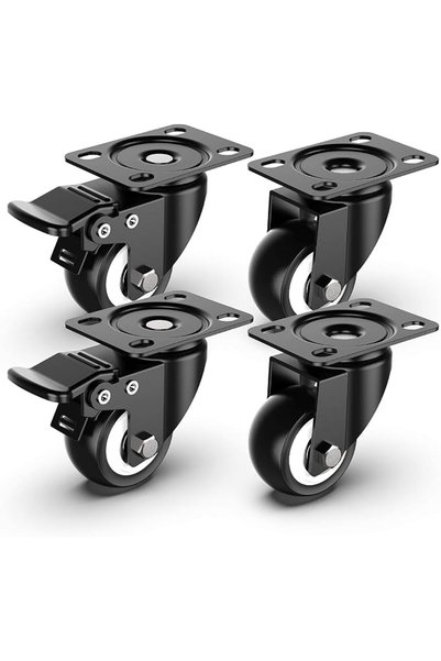 GENERAL 2 Inch Swivel Caster Wheels, Heavy Duty Plate Casters with Safety Bra...