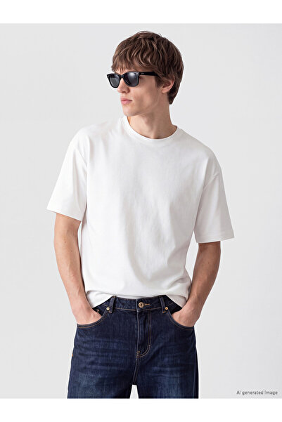 LC Waikiki Rmz Gi̇yi̇m Farkiyla Zero Roba Collar Combed Cotton Men's T-Shirt