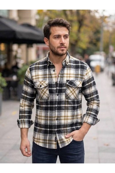 STYLE G&C COLLECTION Kalin Oduncu Classic Men's Shirt with Double Pocket Flaps