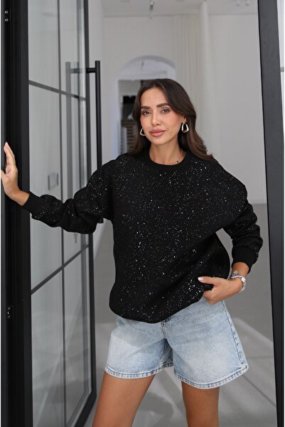 Havoş Siyah Simli Sweatshirt
