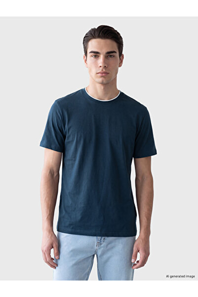 LC Waikiki Rmz Gi̇yi̇m Farkiyla Zero Roba Collar Combed Cotton Men's T-Shirt