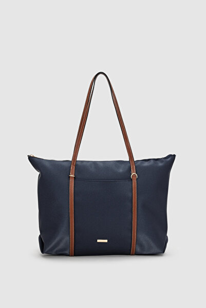 Sargınlar Vicenza Paraşüt Kumaş Şeritli Shopper Çanta Taba
