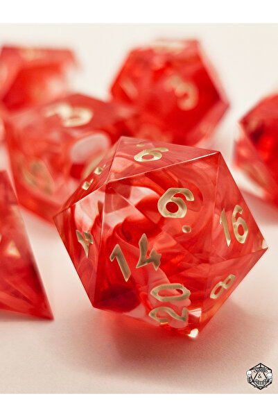 Soulsnstuff El Yapımı DND Zar Seti – Crimson Elixir Epoksi Reçine RPG Dice