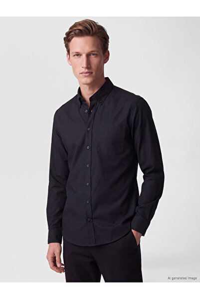 LC Waikiki Vizyon New Season Navy Blue Regular Fit Gabardine Men's Shirt