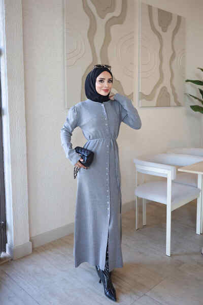İmajButik Smoked Corsman Buttoned Knitwear Dress