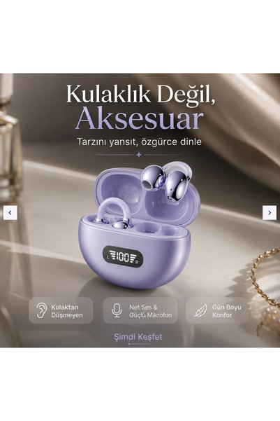 Teknowireless Klipsli Kulaklık Led Göstergeli