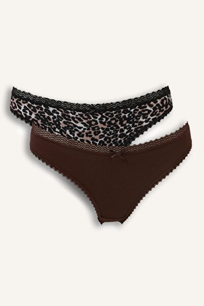 DeFacto Lace Detailed Ribbed 2-Piece Slip Panties I4422Ax26Au