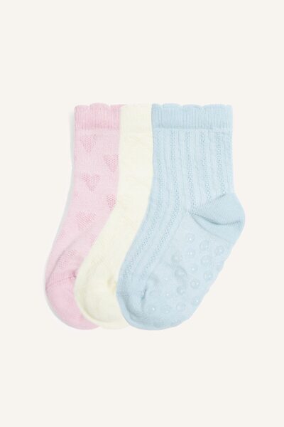 DeFacto Seamless 3-Piece Cotton Long Socks for Baby Girl I5368A5Ns