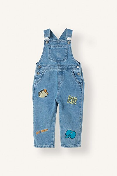 DeFacto Appliqued Cotton Jean Overalls for Baby Boy H8715A526Au