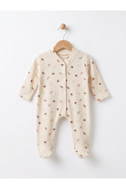 Lindakids Minik Palamut Desenli Fitilli Kumaş % 100 Pamuk Önden Çıtçıtlı 3-6-...