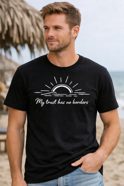 Oceanwear Women'S/Men's Sun and Sea Printed-Short Sleeve Crew Neck Cotton Comfortable Casual Tshirt