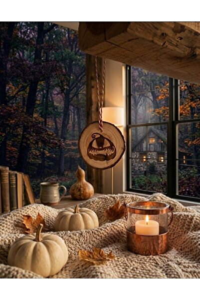 Generic Halloween Pumpkin Engrave Decor - Handcrafted Laser Engraved Wood Slice Hanging Wall & Door Ornament | Spooky Rustic Home Decor Accent for Living Room, Entryway & Office