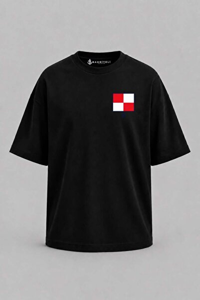 Bahriyeli Collection Υπερμεγέθη μπλουζάκι Unisex με στάμπα γράμματος U και τσ...