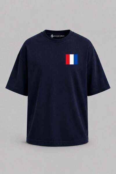 Bahriyeli Collection Υπερμεγέθη μπλουζάκι Unisex με στάμπα γράμματος Τ και τσ...