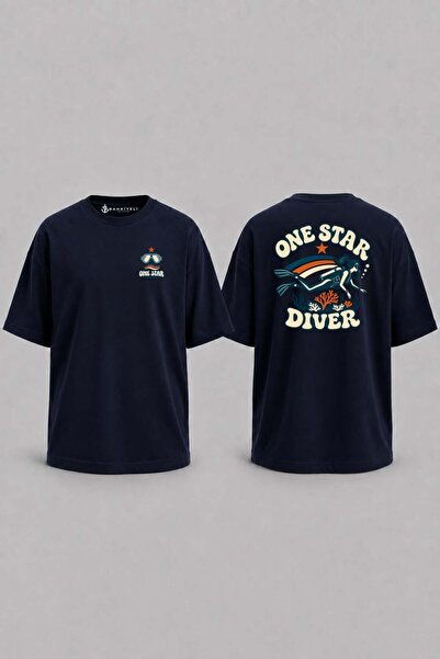 Bahriyeli Collection Υπερμεγέθη μπλουζάκι Unisex με στάμπα One Star Diver και...