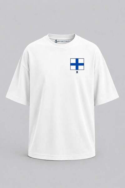 Bahriyeli Collection Υπερμεγέθη μπλουζάκι Unisex με στάμπα τσέπης με το γράμμα X