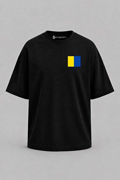 Bahriyeli Collection Υπερμεγέθη μπλουζάκι Unisex με στάμπα γράμματος Κ και τσ...