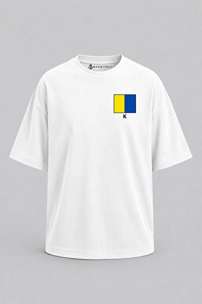 Bahriyeli Collection Υπερμεγέθη μπλουζάκι Unisex με στάμπα γράμματος Κ και τσ...