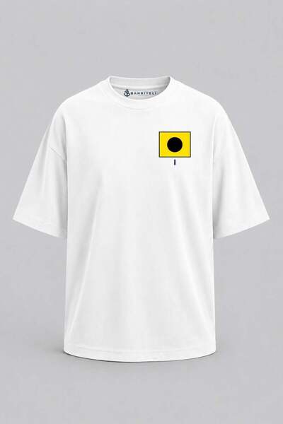 Bahriyeli Collection Υπερμεγέθη μπλουζάκι Unisex με στάμπα Letter I και τσέπη...